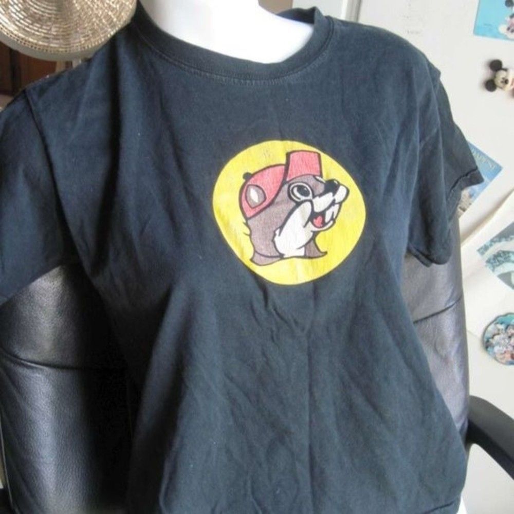 Bucee's Beaver Cap No Worries S Youth 100% Cotton Black Gildan Preowned Cracked